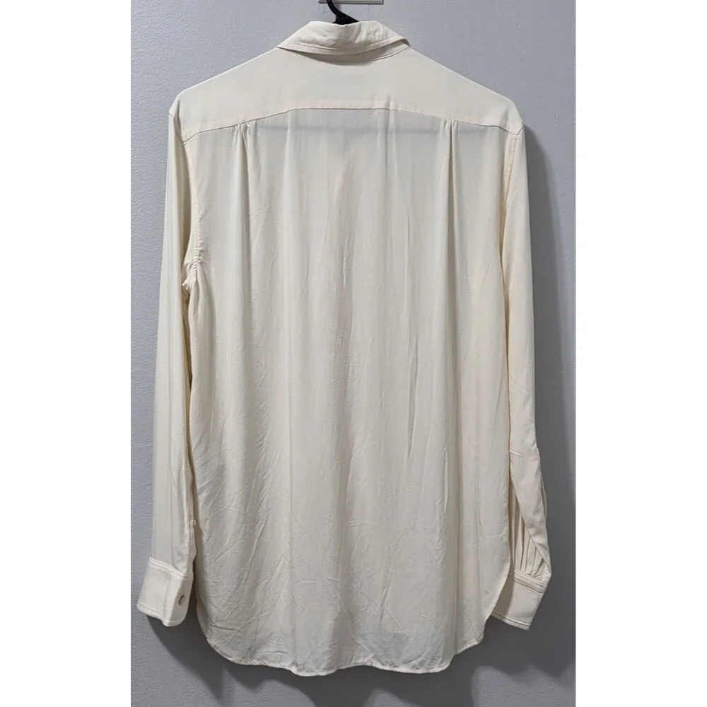NWT Buck Mason The Poet Shirt Alabaster Rayon Button Front Blouse Womens XS $158 - Picture 2 of 8